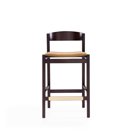 Manhattan Comfort Klismos Counter Stool in Camel and Dark Walnut (Set of 2) 2-CS007-CL